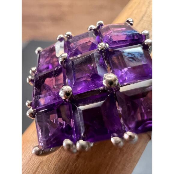 Amethyst sterling silver cluster ring size 7 - Picture 8 of 16